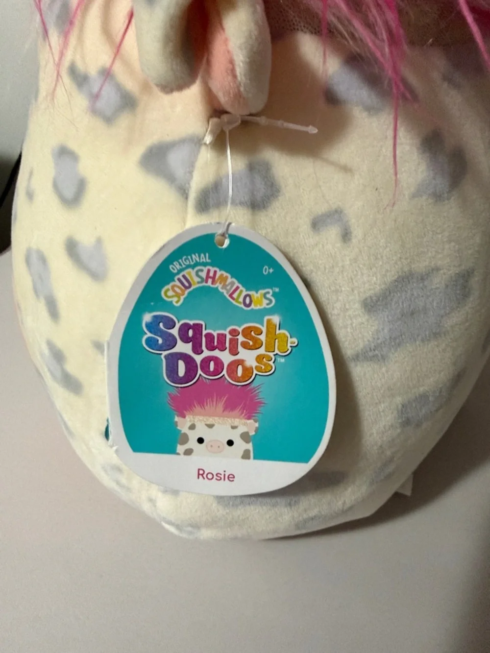 Squishmallows Pink Faux-Hair Pig Plush with Cream & Gray Spots‎